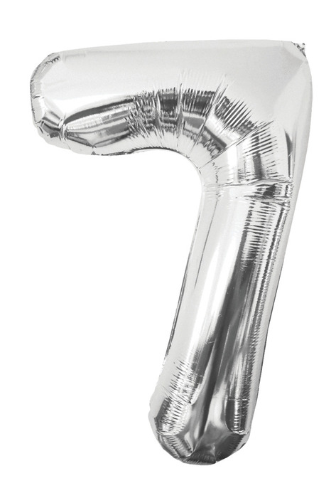 Folieballong nummer 7 H60 cm sølv 